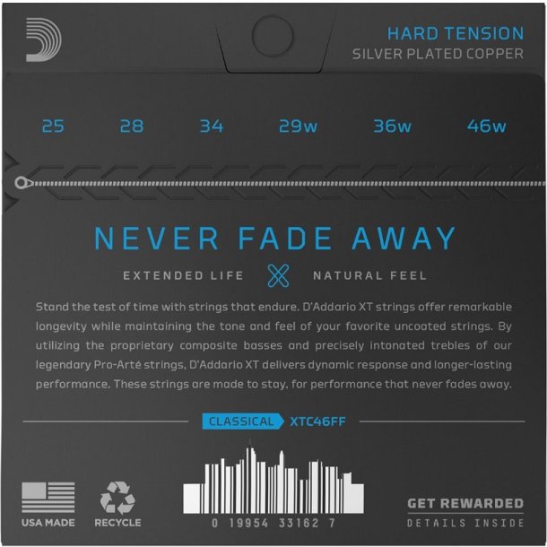 D'Addario XTC46FF, Strenges�t Classic XT Coated Dynamic/Carbon Hard